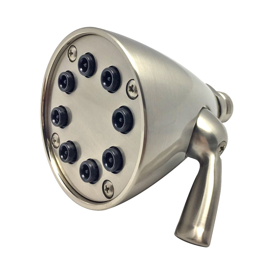 Brass 2 GPM Fixed Showerhead with 8 Jet Adjustable Spray in Brushed Nickel