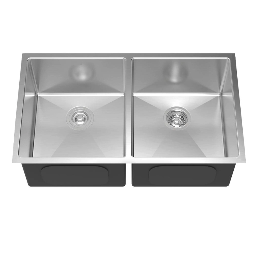 Stainless Steel Undermount Kitchen Sink, No Holes, 2 Bowls, 32